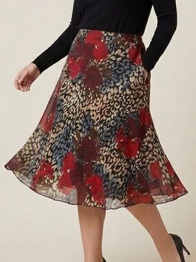 Just for Wraps by Wrapper Skirt Sz M Summer Gorgeous Roses Elastic Waist A-line